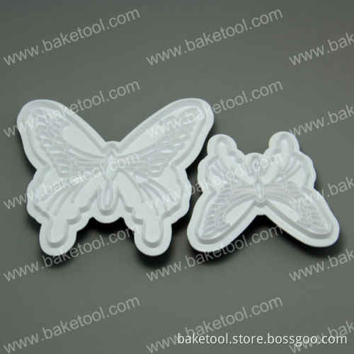 Plasrtic 2pcs Butterfly Shape Cake Fondant Press Mold Gum Paste Mold Set